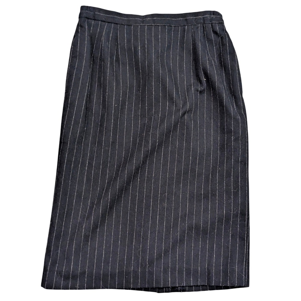 Sweet Suit Skirt Women 10P Black Pinstripe Wool Blend Pencil Workwear Petite